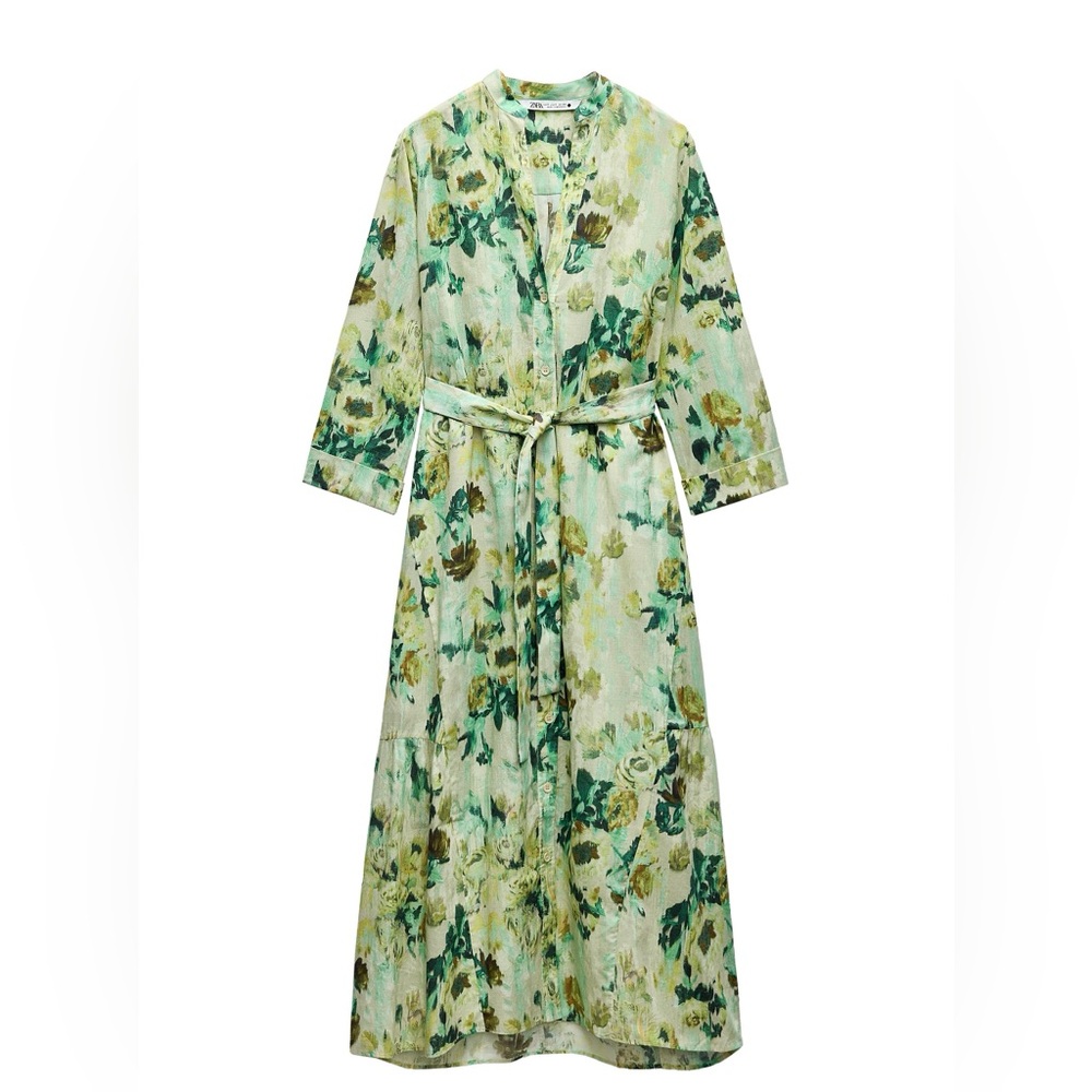 Zara Mint Green Floral Maxi Dress